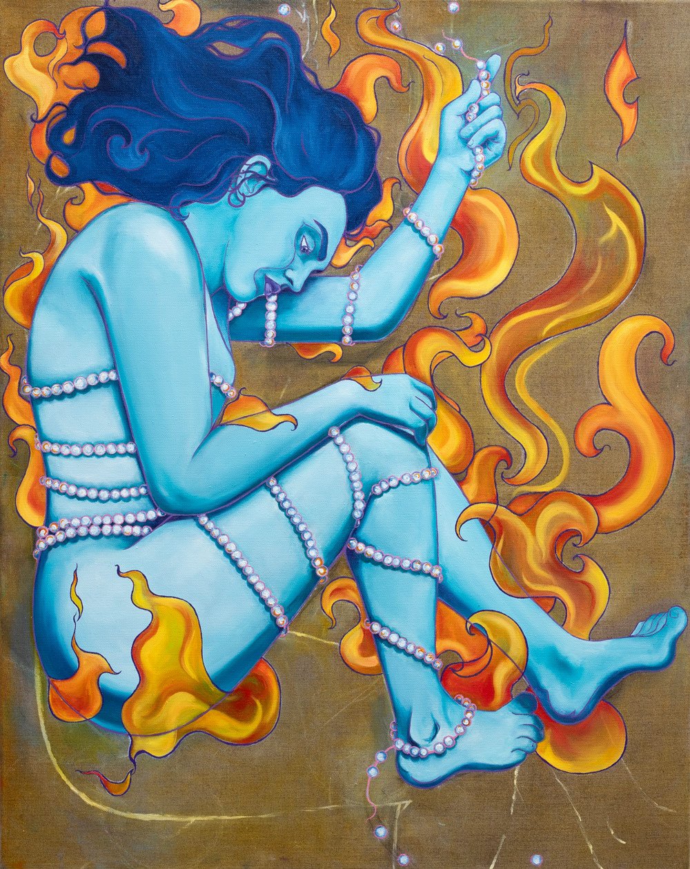 Imogen-Marsteller_Of-pearls,fire-and-dragons,oil-on-linen,95x75x4.5cm,-2025