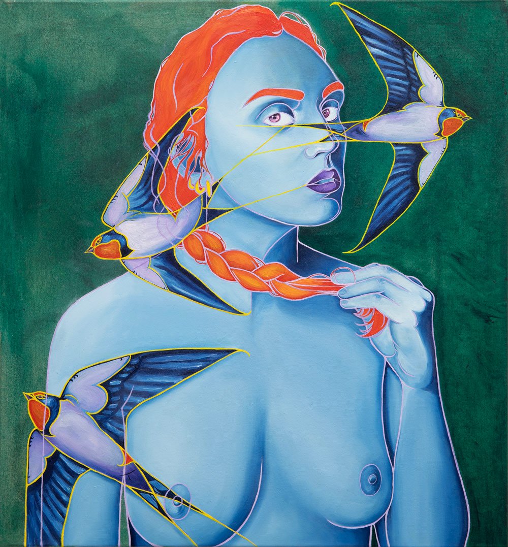 Imogen-Marsteller_Red-Wing,-oil-on-linen,-70x65x4.5cm-2024